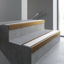 Bronze finish with Satin Aluminium Insert - Aluminium Stair Nosing 63.3x30mm Square Front fitted to a step edge