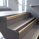Light Bronze finish with Black Anodised Aluminium Insert - Aluminium Stair Nosing 63.3x30mm Square Front fitted to a step edge