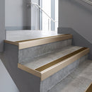 Light Bronze finish with Bronze Aluminium Insert - Aluminium Stair Nosing 63.3x30mm Square Front fitted to a step edge