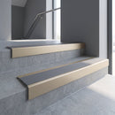 Light Bronze finish with Flint Castellated insert - Slimline Square Back Stair Nosing 59x30mm Aluminium fitted to a step edge