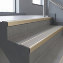 Light Bronze finish with Light Grey Castellated insert - Aluminium Stair Nosing 63.3x30mm Square Front fitted to a step edge