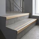 Light Bronze finish with Mill Aluminium insert - Aluminium Stair Nosing 59x30mm Square Back fitted to a step edge