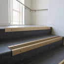 Light Bronze finish with Olive Castellated insert - Aluminium Stair Nosing 59x30mm Square Back fitted to a step edge
