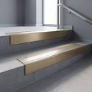 Light Bronze finish with Polished Aluminium insert - Slimline Square Back Stair Nosing 59x30mm Aluminium fitted to a step edge