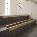 Light Bronze finish with Rustic Castellated insert - Aluminium Stair Nosing 59x30mm Square Back fitted to a step edge