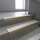 Light Bronze square edge aluminium stair nosing with Satin Aluminium infill, fitted to a concrete step