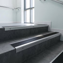 Mill Aluminium finish with Black Smooth Textured insert - Aluminium Stair Nosing 59x30mm Slimline Square Back fitted to a step edge
