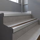 Mill Aluminium finish with Bronze Aluminium insert - Aluminium Stair Nosing 59x30mm Slimline Square Back fitted to a step edge