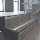 Mill Aluminium finish with Flint Castellated insert - Aluminium Stair Nosing 59x30mm Slimline Square Back fitted to a step edge