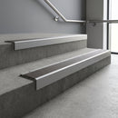 Mill Aluminium finish with Granite Castellated insert - Aluminium Stair Nosing 59x30mm Slimline Square Back fitted to a step edge