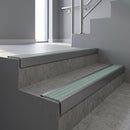 Mill Aluminium finish with Jade Castellated insert - Aluminium Stair Nosing 59x30mm Slimline Square Back fitted to a step edge