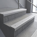 Mill Aluminium finish with Polar Grey Castellated insert - Aluminium Stair Nosing 59x30mm Slimline Square Back fitted to a step edge