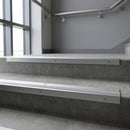 Mill Aluminium square edge aluminium stair nosing with Polished Aluminium infill, fitted to a concrete step