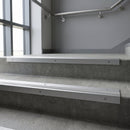 Mill Aluminium finish with Polished Aluminium insert - Aluminium Stair Nosing 59x30mm Slimline Square Back fitted to a step edge