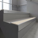 Mill Aluminium finish with Porth Stone Castellated insert - Aluminium Stair Nosing 59x30mm Slimline Square Back fitted to a step edge