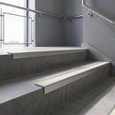 Mill Aluminium finish with Porth Stone Smooth Textured insert - Aluminium Stair Nosing 59x30mm Slimline Square Back fitted to a step edge