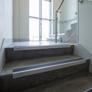 Mill Aluminium finish with Regency Castellated insert - Aluminium Stair Nosing 59x30mm Slimline Square Back fitted to a step edge