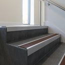 Mill Aluminium finish with Rustic Castellated insert - Aluminium Stair Nosing 59x30mm Slimline Square Back fitted to a step edge