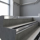 Polished Aluminium square edge aluminium stair nosing with Black Anodised Aluminium infill, fitted to a concrete step
