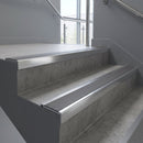 Polished Aluminium finish with Flint Castellated insert - Aluminium Stair Nosing 59x30mm Slimline Square Back fitted to a step edge
