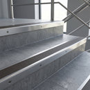 Polished Aluminium finish with Granite Castellated insert - Aluminium Stair Nosing 59x30mm Slimline Square Back fitted to a step edge