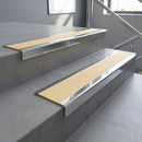 Polished Aluminium finish with Ivory Castellated insert - Aluminium Stair Nosing 59x30mm Slimline Square Back fitted to a step edge