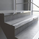 Polished Aluminium square edge aluminium stair nosing with Mill Aluminium infill, fitted to a concrete step