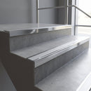 Polished Aluminium finish with Mill Aluminium insert - Aluminium Stair Nosing 59x30mm Slimline Square Back fitted to a step edge
