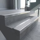 Polished Aluminium finish with Polar Grey Castellated insert - Aluminium Stair Nosing 59x30mm Slimline Square Back fitted to a step edge