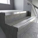 Polished Aluminium square edge aluminium stair nosing with Polished Aluminium infill, fitted to a concrete step