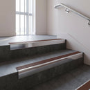 Polished Aluminium finish with Rustic Castellated insert - Aluminium Stair Nosing 59x30mm Slimline Square Back fitted to a step edge