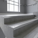 Polished Aluminium square edge aluminium stair nosing with Satin Aluminium infill, fitted to a concrete step