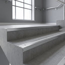 Polished Aluminium finish with Satin Aluminium insert - Aluminium Stair Nosing 59x30mm Slimline Square Back fitted to a step edge