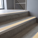 Satin Aluminium finish with Ivory Castellated insert - Aluminium Stair Nosing 59x30mm Slimline Square Back fitted to a step edge