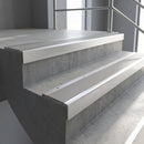 Satin Aluminium finish with Light Grey Smooth Textured insert - Aluminium Stair Nosing 59x30mm Slimline Square Back fitted to a step edge