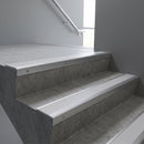 Satin Aluminium square edge aluminium stair nosing with Polar Grey Smooth Textured infill, fitted to a concrete step