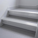 Mill Aluminium insert in a cut to size 66x55mm aluminium stair nosing with 13mm Polar Grey riser highlight, fitted to interior steps
