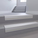 Polar Grey Smooth Textured insert in a cut to size 66x55mm aluminium stair nosing with 13mm Polar Grey riser highlight, fitted to interior steps