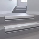 Polar Grey Smooth Textured insert in a 66x55mm square front aluminium stair nosing with 13mm Light Grey riser highlight, fitted to interior steps