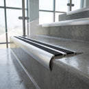 Aluminium Stair Nosing 77mm x 40mm, 5mm Gauge with Carborundum Insert professionally fitted in use