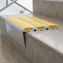 Aluminium Stair Nosing 78.5mm x 40mm Raked Back with Carborundum Insert professionally fitted in use