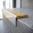 Aluminium Stair Nosing 78.5mm x 40mm with Carborundum Anti-Slip Insert professionally fitted in use