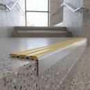 Aluminium Stair Nosing 78.5mm x 40mm with Carborundum Anti-Slip Insert professionally fitted in use