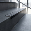 Aluminium Stair Nosing 88mm Tread Double Insert Straight Edge professionally fitted in use