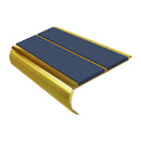 Mirrorflect gold aluminium bullnose stair nosing with twin blue PVC inserts, 90mm tread and 39mm riser