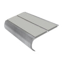 Mill finish aluminium bullnose stair nosing with twin oyster PVC inserts, 90mm tread and 39mm riser