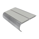 Mill finish aluminium bullnose stair nosing with twin oyster PVC inserts, 90mm tread and 39mm riser