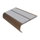 Dark bronze aluminium bullnose stair nosing with twin polar grey PVC inserts, 90mm tread and 39mm riser