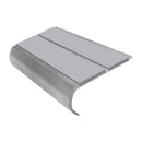 Mill finish aluminium bullnose stair nosing with twin polar grey PVC inserts, 90mm tread and 39mm riser
