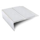 93x32mm rakeback aluminium stair nosing with twin Cloud anti-slip PVC inserts across the tread
